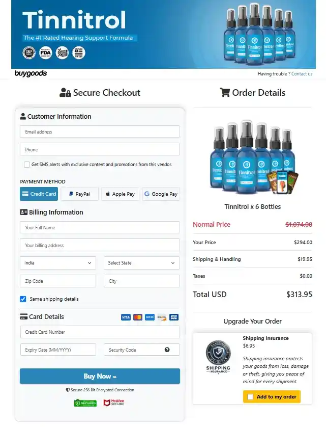Tinnitrol Order Page